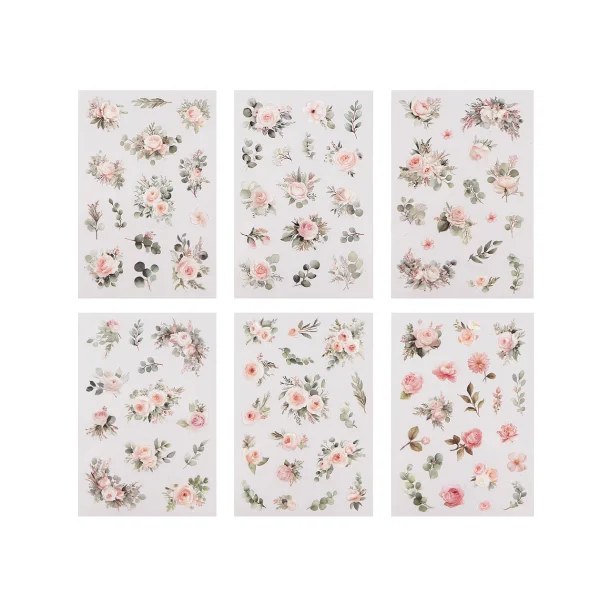 Stickers Transparent Blomster- 6 ark
