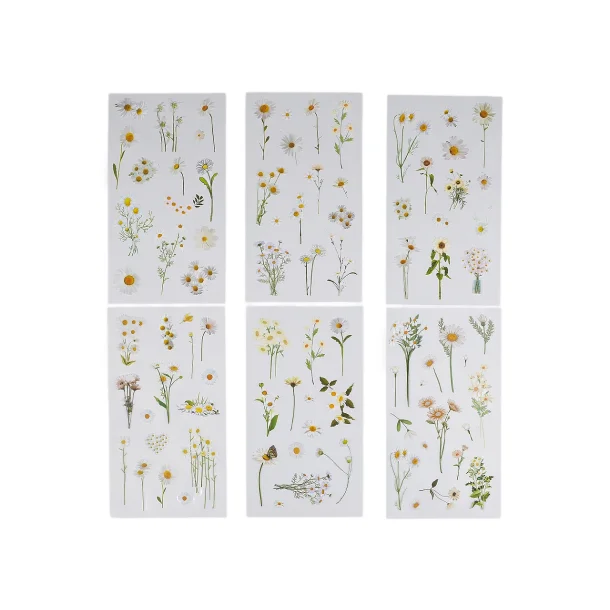 Stickers Transparent Tusindfryd / Daisy Blomst - 6 ark