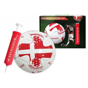 Fodbold Danmark Flag Lille Med Pumpe